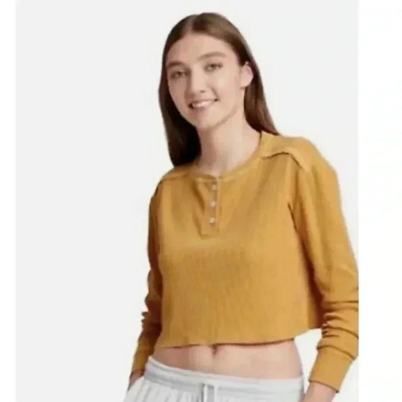 Wild Fable Waffle‎ Crop Top Mustard Yellow - Picture 4 of 6